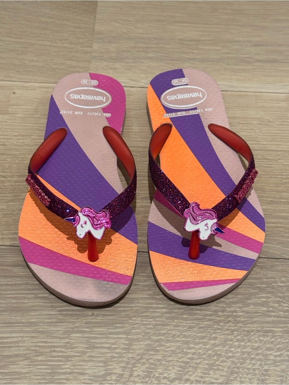 Havaianas Rainbow Unicorn Flip Flops Sandals - 31/32 Youth 1